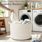 115L Extra Large Woven Cotton Rope Blanket Basket-White - Image 5