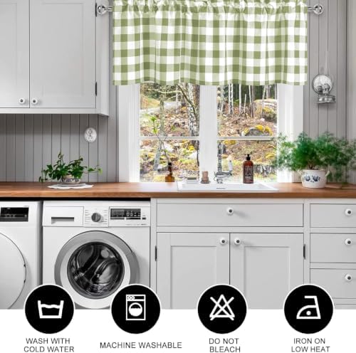 Hiasan Plaid Curtains Valances, Sage Green and White, 52W x 18L, 1 Panel - Image 6