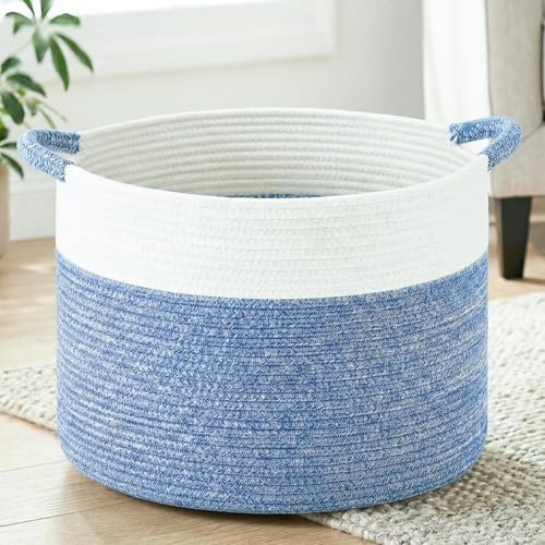 Artfeel 40L Large Cotton Rope Basket, Decorative Woven Blanket Storage by Artfeel