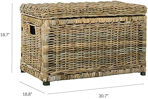 happimess Elijah 31" Wicker Storage Trunk Footlocker Chest - Image 4