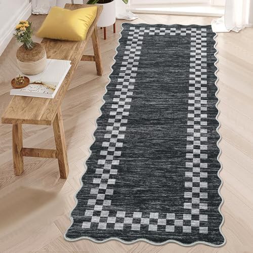 GarveeHome Hallway Runner Rug 2x6 Non Slip Scalloped Washable Kitchen Rug by GarveeHome