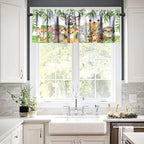 Jungle Animals Valance Curtains Forest Tropical Leaf Green Print Window - Image 6