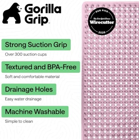 GORILLA GRIP Bath Tub Shower Mat, Bathtub Floor Liner, 35x16 Clear Purple - Image 2