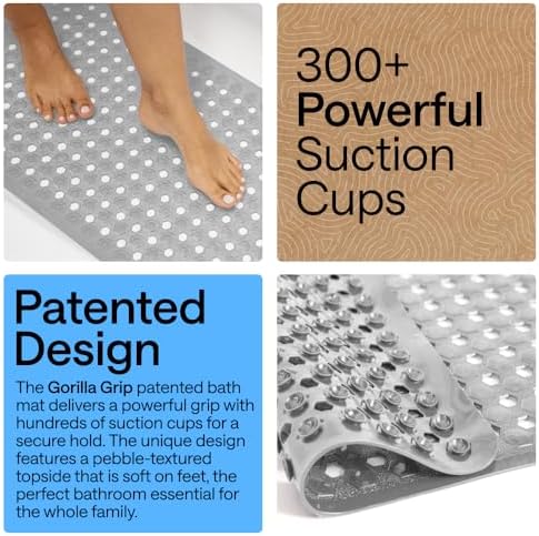 GORILLA GRIP Bath Tub Shower Mat, Bathtub Floor Liner, 35x16 Gray Opaque - Image 3