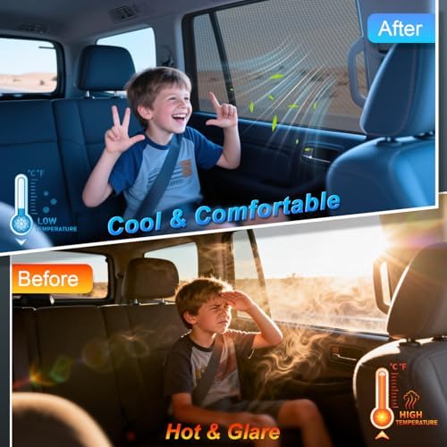 PEYOU Car Window Shades for Baby 2 Pack, Stretchable & Breathable Spandex Rear - Image 2