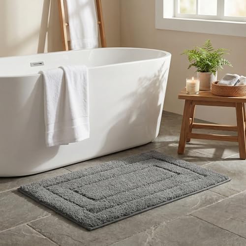 GRANNY SAYS Dark Grey Bathroom Rug 20" x 30", Non-Slip Microfiber Bath Mat by GRANNYSAYS
