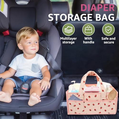 Baby Diaper Caddy Organizer, Portable Nappy Caddy Storage Basket - Image 2