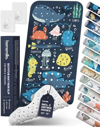 homerella Bathtub Mat Non Slip Kids 40x16 Baby Bath Mat Non Slip Anti Mold by Homerella