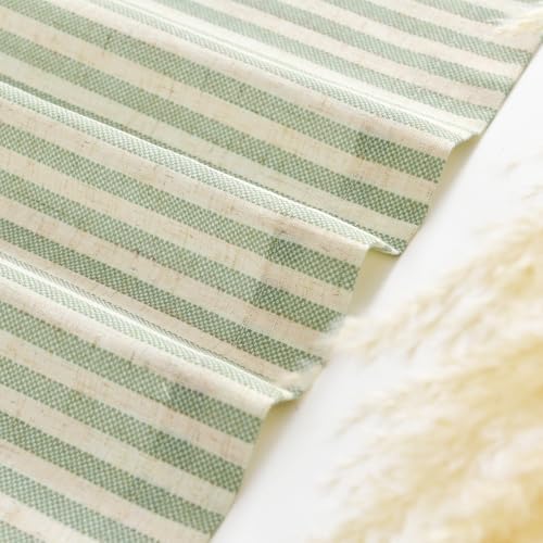 jinchan Linen Boxter Striped Kitchen Valances Sage Green 16 inch 2 Panels - Image 7