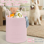 Large Woven Laundry Basket Hamper, 100L Cotton Rope Storage Bin - Image 6