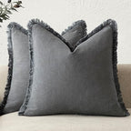 Foindtower Decorative Linen Fringe Throw Pillow Covers 20×20 Inch by Foindtower