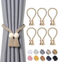 NICEEC 6 Pack Wooden Ball Magnetic Curtain Tiebacks Boho Home Decor Drape Tie by NICEEC