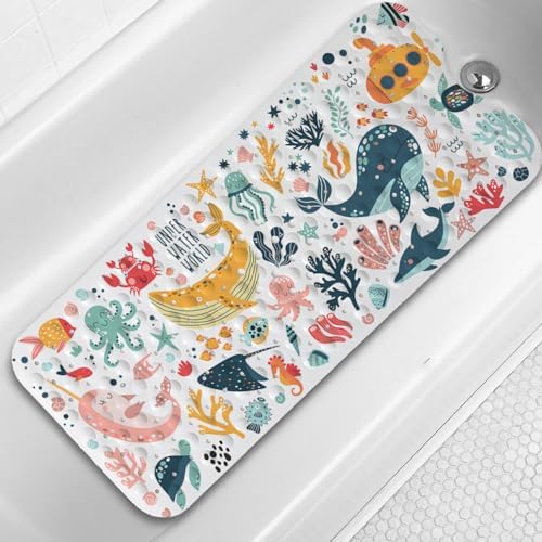 Colorful Bathtub Mat Non Slip, 40x16 inch Bath and Shower Safety Mats, Cute by Unknown