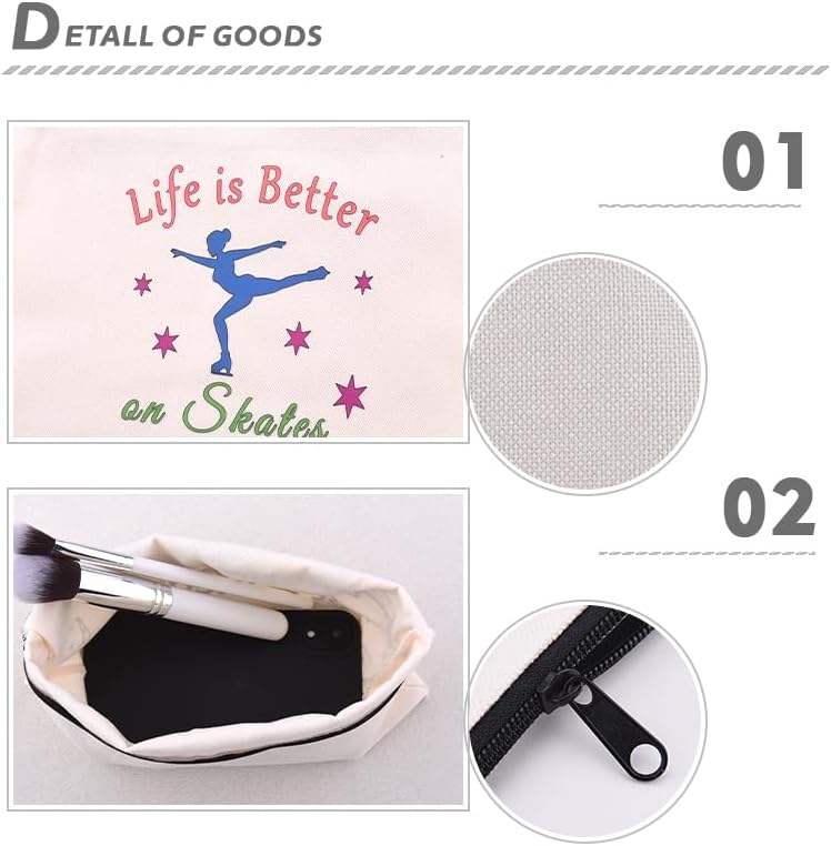 Motivational Figure Skating Gifts Makeup Bag Zipper Roller Ice Skating Zipper - Image 3