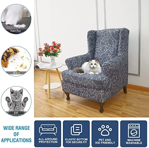 NILUOH Wingback Chair Covers 2-Piece, Armchair Slipcovers - Image 4