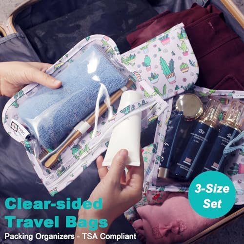 HIONXMGA Set of 3 Clear Travel Toiletry Bag, TSA Approved, Quart Size S/M/L - Image 2