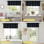 Black Valances for Windows, Light Filtering Faux Linen Textured Small Short - Image 6