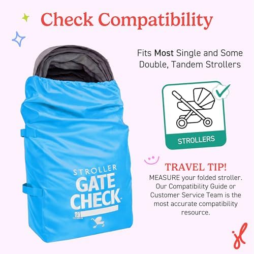 J.L. Childress Gate Check Bag for Single & Double Strollers, Neon Blue - Image 4