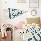 Coastal Room Decor, Pray for Surf Pennant Felt Banners Flags, 7.4x14.17 Inch - Image 6