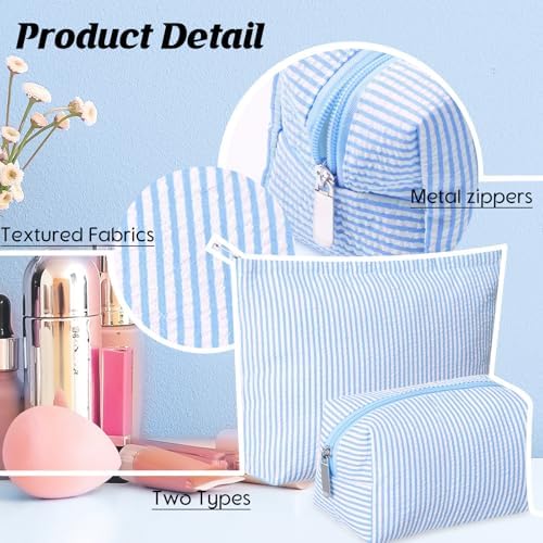 Huhumy 2 Pcs Makeup Bag Set for Women, Thin Stripe - Image 3