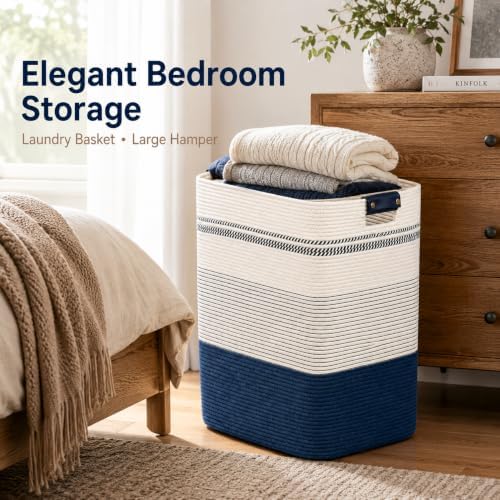 Laundry Hamper, Cotton Rope Laundry Basket - Image 3