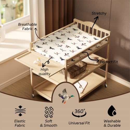 4 Pack Mallard Duck Baby Changing Pad Covers Neutral Unisex Breathable Fitted - Image 6