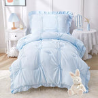 Princess Toddler Bedding Set for Girls, 4 Piece Ruffles Jacquard Embroidery by WOWELIFE