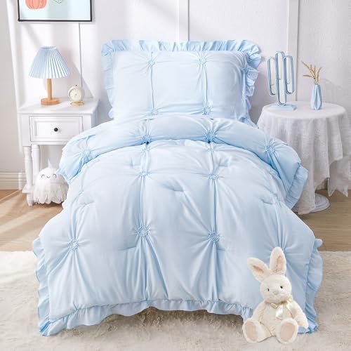 Princess Toddler Bedding Set for Girls, 4 Piece Ruffles Jacquard Embroidery by WOWELIFE
