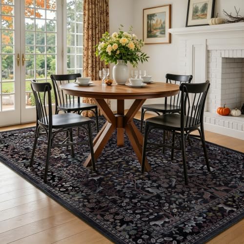 Tree of Life 5x8 Washable Area Rugs, Low Pile Thin Living Room Bedroom Rug Non - Image 4