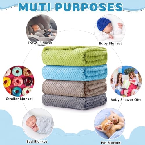 Reginary 4Pcs 30x40 Baby Blanket Fuzzy, Light Blue, Dark Gray - Image 7