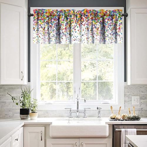Colorful Polka Dot Valance, Abstract Geometric Confetti Falling Rainbow - Image 3