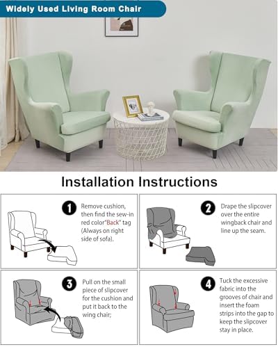 CRFATOP Wingback Chair Covers Wing Armchair Slipcovers - Image 6