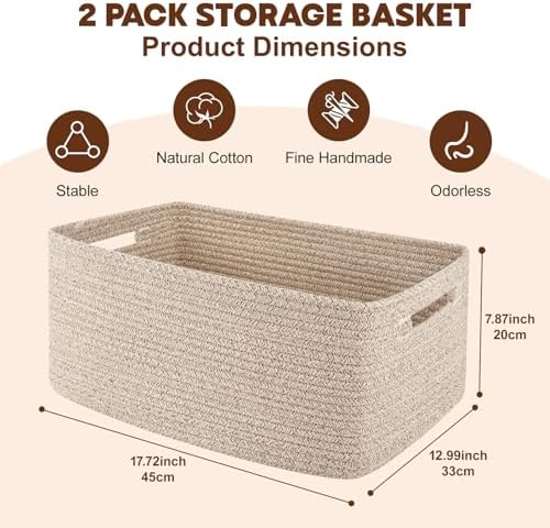 OIAHOMY Storage Basket for Shelves, Closet Cube Storage Bins Baskets for - Image 2