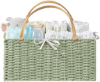 HBlife Large Baby Diaper Caddy Organizer Green, Paper Rope Storage Baskets by HBlife