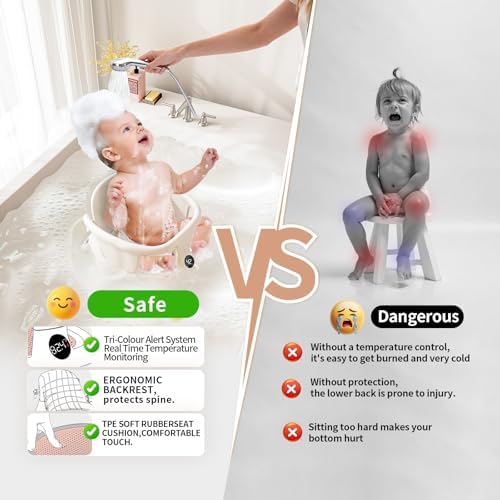 Baby Bath Seat 6+ Months with Temp Display Non-Slip Suction Base Tub Seat - Image 3