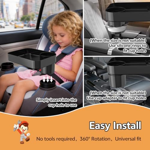 Car Seat Tray for Toddlers, Kids Travel Snack Tray for Road Trips Black - Image 4