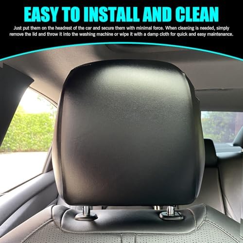 Shakas 2 PCS Cars Headrest Covers, Full Wrap-around Non-marking Fit - Image 6