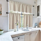 MitoVilla 2 Panels Boho Kitchen Short Curtains, Modern Farmhouse Cafe Curtains - Image 2