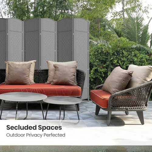 6 Panel Folding Room Divider, Woven Privacy Screen - Image 5