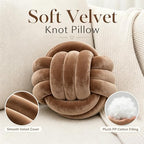 Petrella Coffee Brown Knot Pillow Ball, 8 Inch Decorative Pillow - Image 2