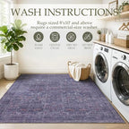 JOLLYVOGUE 3x5 Washable Rug, Vintage Floral Area Rug, Twilight Purple - Image 7