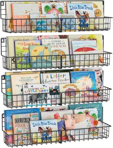 X-cosrack 24 Inch Wall Mounted Kids Bookshelf, Floating Metal Book Shelves by X-cosrack