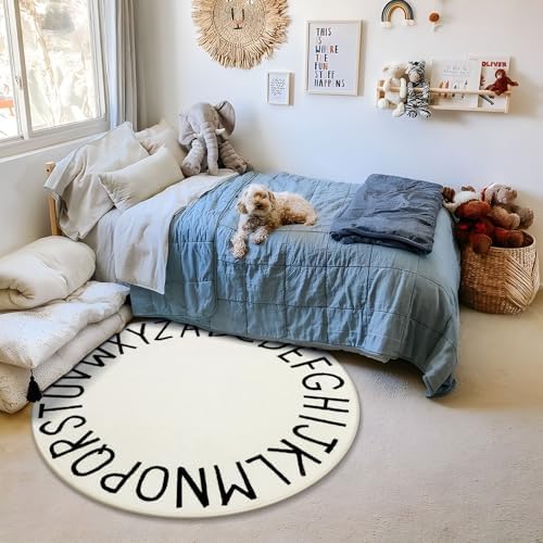 Topotdor Round ABC Area Rug, 96 Inch Soft Floor Carpet - Image 2