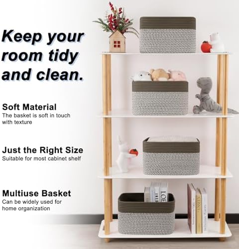 4 Pack Storage Baskets for Organizing, Woven Baskets for Shelves - Image 3