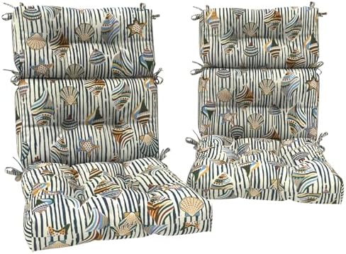 DYTXIII Outdoor High Back Chair Cushions Set of 2, Water Repellent Tufted by DYTXIII