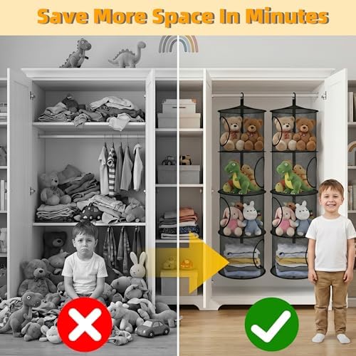 Hanging Stuffed Animal Storage Hammock Net 4 Tiers - Image 6