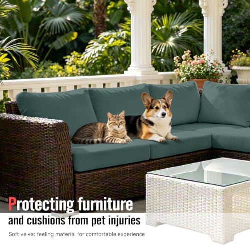 8Pcs Outdoor Cushion Covers, Stretch Patio Furniture Couch Chair Slipcovers - Image 3