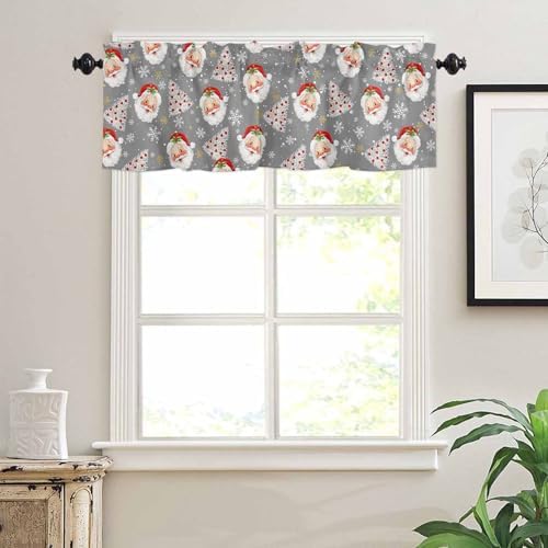 Grey Christmas Kitchen Curtains and Valances Set, Santa Claus Merry Christmas - Image 6