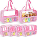 Sanwuta 6 Pcs Seersucker Snacks Bag Chenille Letter Clear Makeup Bag by Sanwuta