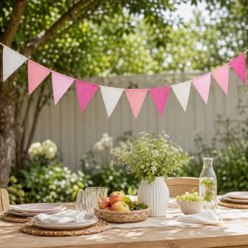 G2PLUS Pennant Banner Triangle Flag Bunting Garland Pink Banner Flags 36PCS - Image 6